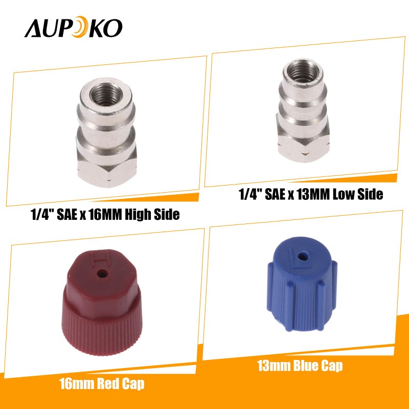 Aupoko R12 R22 to R134A Conversion Adapter Kit, R12 to R134A Retrofit Valve Fitting Kit for A/C Pro Refrigerant - 2 Kits - Image 2